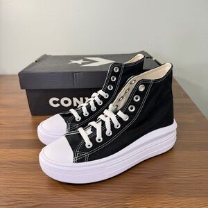 Converse Chuck Taylor All Star Move Hi Black 568497C Wmns Sz 8 Chunky Platform